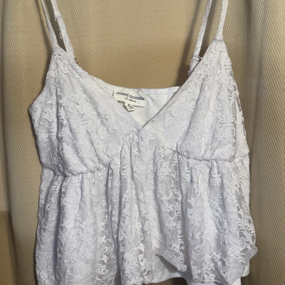 Mixed Threads White Lace Camisole Top